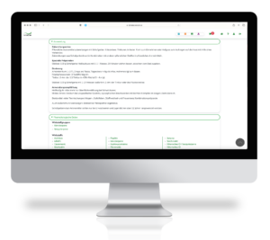 TCMbase Oberfläche für ein westliches Arzneimittel mit Hinweisen zu Anwendung und Wirkstoffen