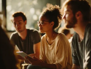 Ausbildung Gruppe junger Studierender in einer Vorlesung